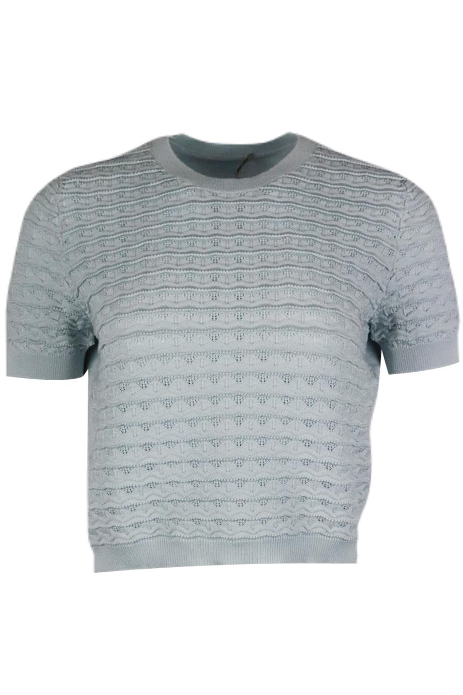 MIU MIU POINTELLE KNIT CASHMERE BLEND SWEATER IT 42 UK 10