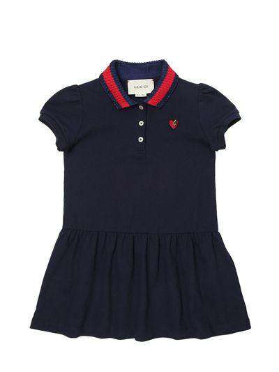 GUCCI GIRLS NAVY BLUE COTTON PIQUÉ DRESS 4 YEARS