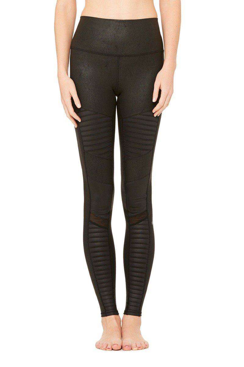 ALO YOGA HIGH WAISTED MOTO LEATHER-LOOK LEGGINGS XXSMALL