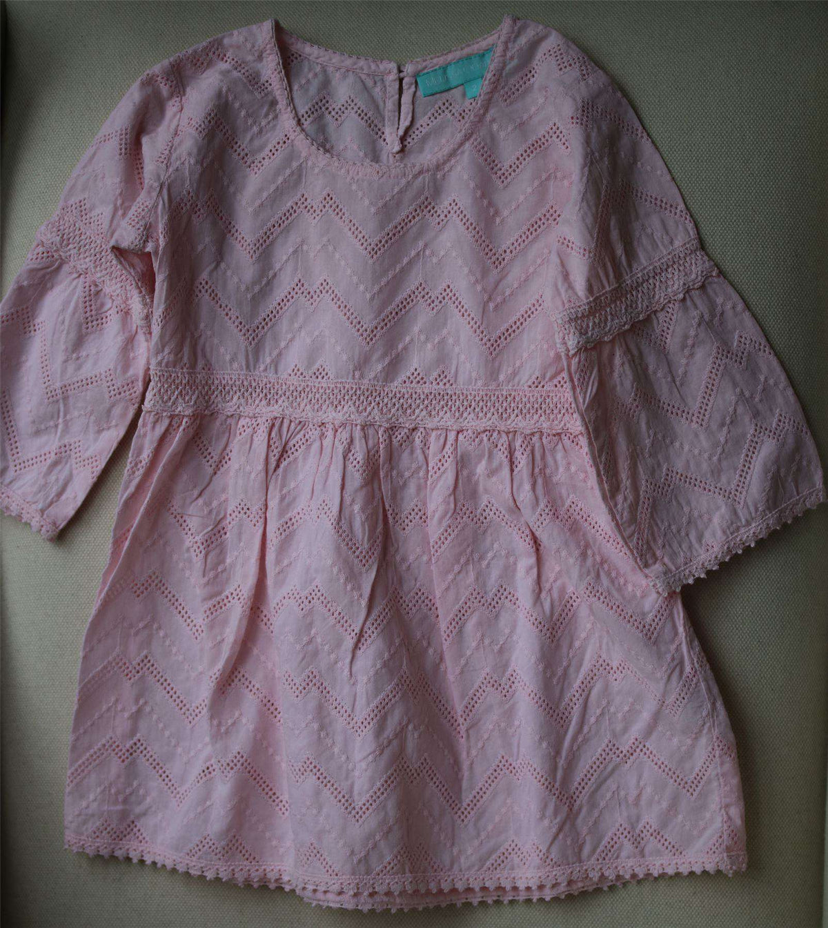 MELISSA ODABASH BABY GIRLS PINK ZIG ZAG CROCHET DRESS 2 YEARS