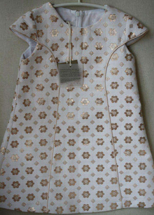 LA STUPENDERIA BABY GOLD FLORAL DRESS 4 YEARS