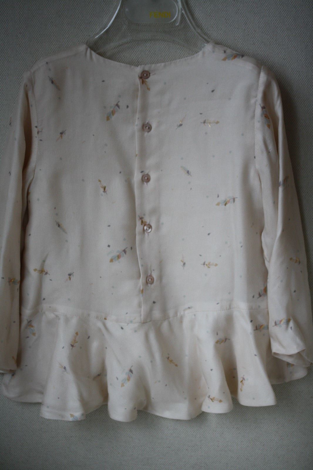 CHLOE BABY IVORY FEATHER PRINT BLOUSE TOP 3 YEARS
