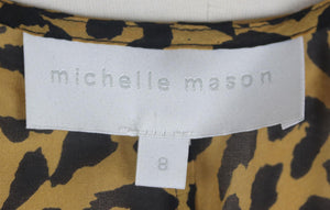 MICHELLE MASON WRAP EFFECT LEOPARD PRINT SILK CHIFFON MAXI DRESS US 8 UK 12