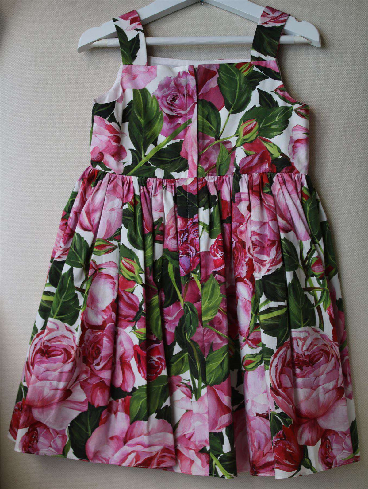 DOLCE & GABBANA GIRLS PINK ROSE BIANCO COTTON DRESS 4 YEARS
