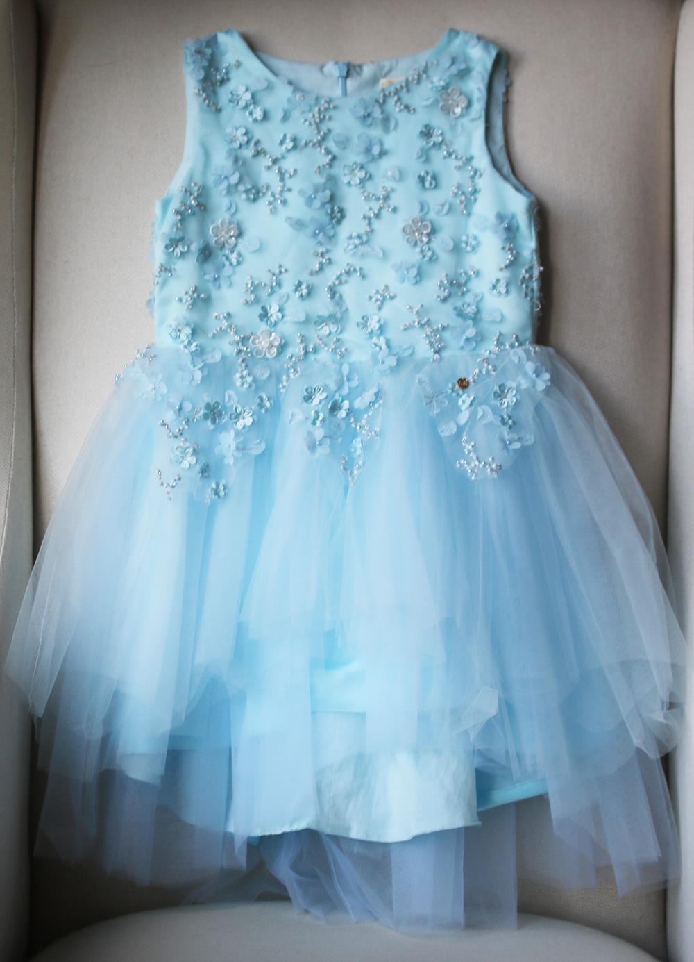 LE MU KIDS GIRLS BEADED TULLE DRESS 4-5 YEARS
