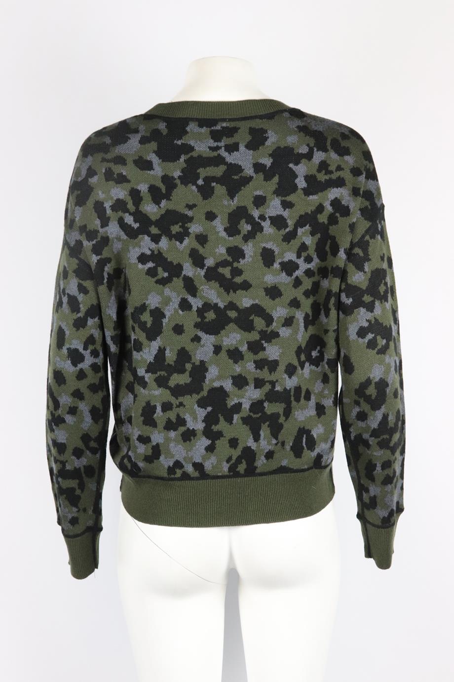 JOHN AND JENN LEOPARD JACQUARD KNIT SWEATER MEDIUM