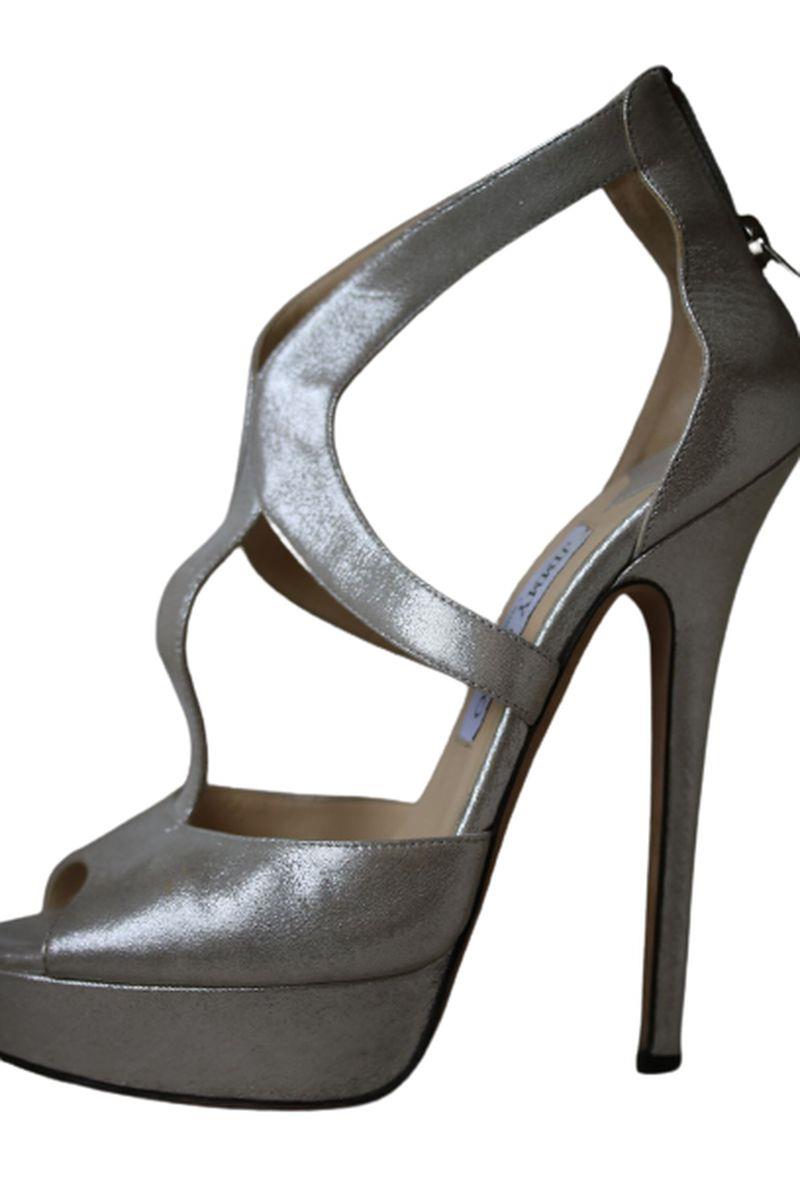 JIMMY CHOO SHIMMER SUEDE PLATFORM HEELS EU 38.5 UK 5.5 US 8.5