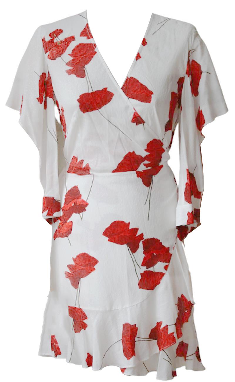 MICHELLE MASON FLUTTER SLEEVE WRAP MINI DRESS US 6 UK 10