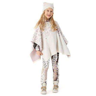 ROBERTO CAVALLI BABY IVORY PURPLE LEOPARD WOOL PONCHO 2 YEARS