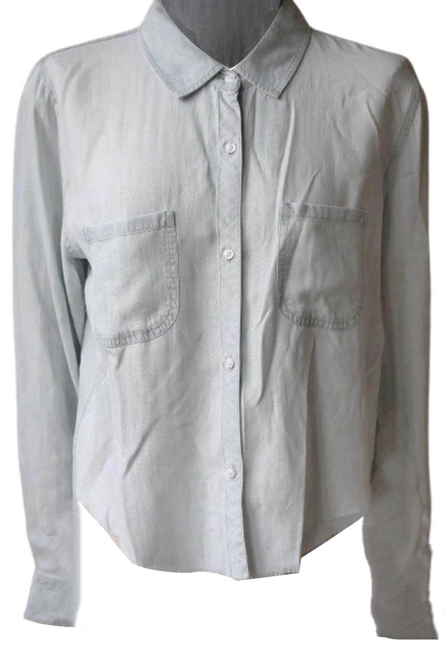 RAILS CROPPED RAW EDGE CARTER SHIRT MEDIUM