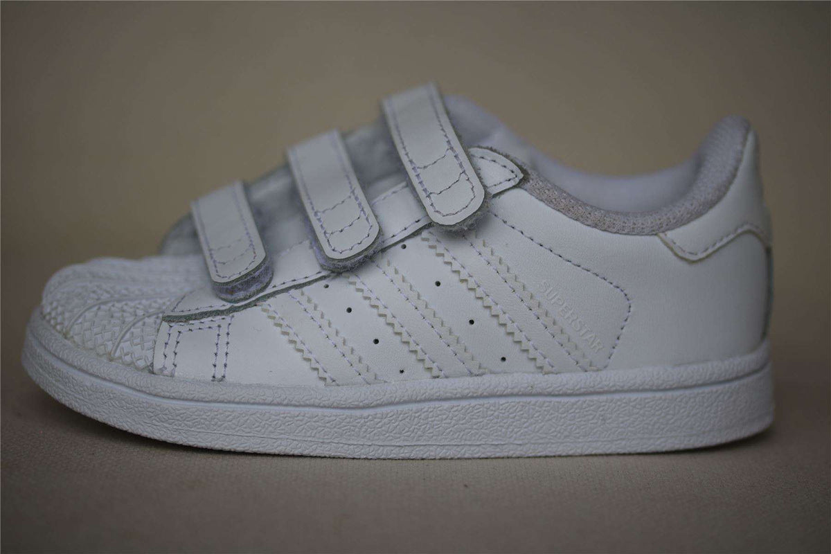 ADIDAS ORIGINALS SUPERSTAR KIDS WHITE VELCRO TRAINERS EU 21 UK 5