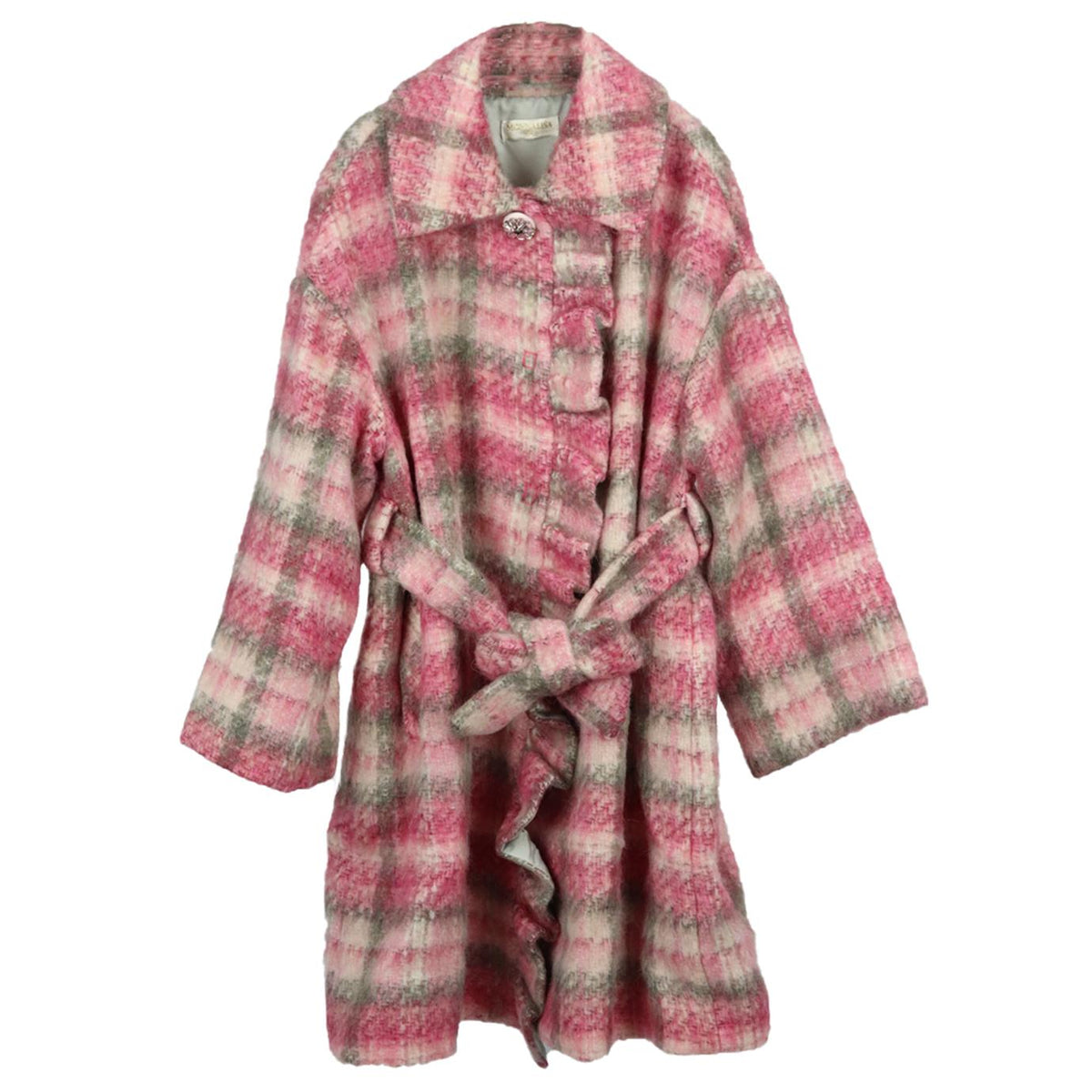 MONNALISA KIDS GIRLS CHECKED WOOL COAT 8 YEARS