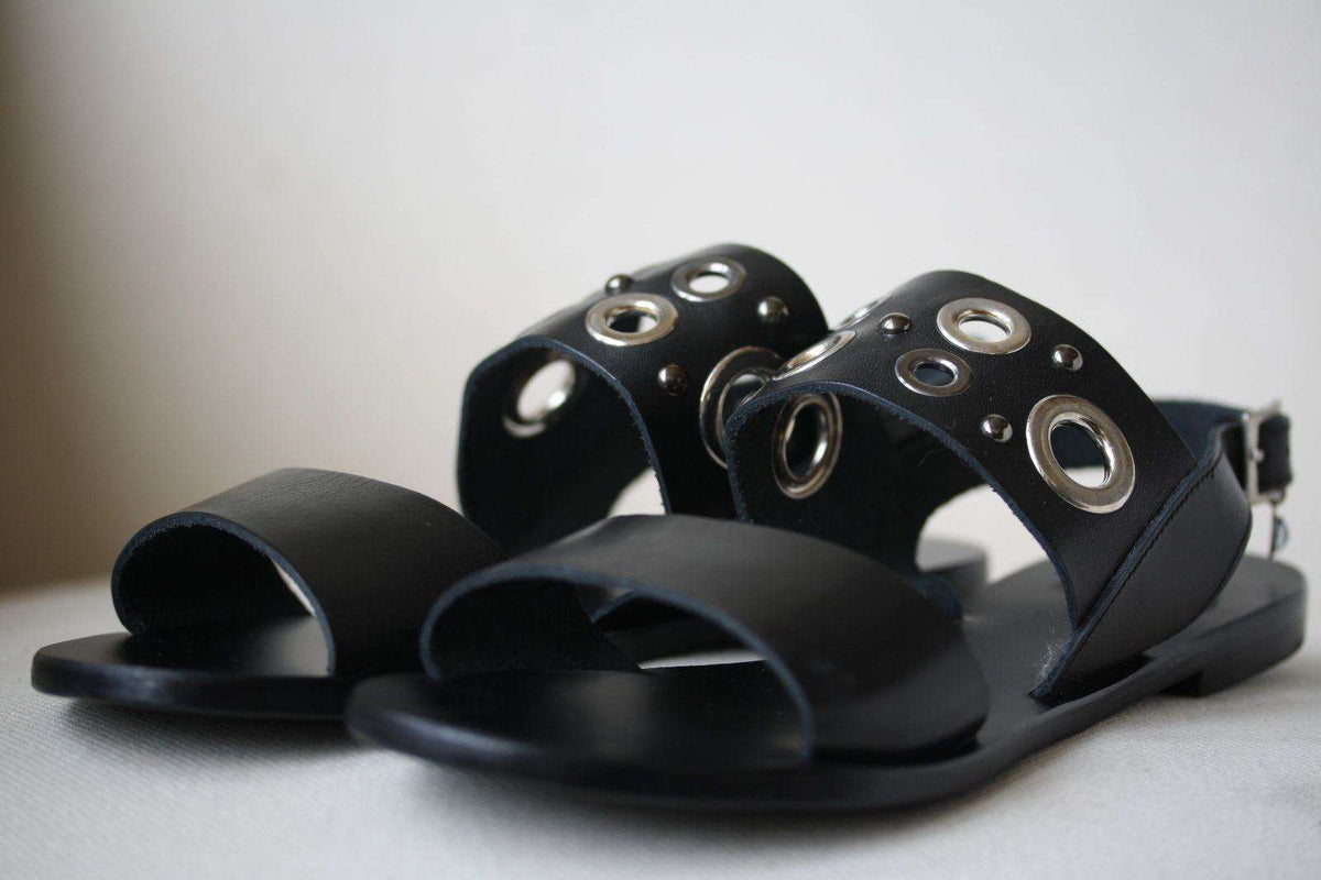 MARIETTA'S FANTASY MOON BLACK EYELET SANDALS EU 38 UK 5 US 8