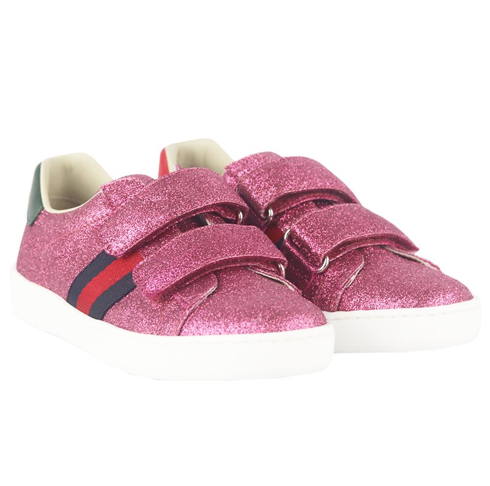 GUCCI KIDS GIRLS GLITTER LEATHER SNEAKERS EU 30 UK 12