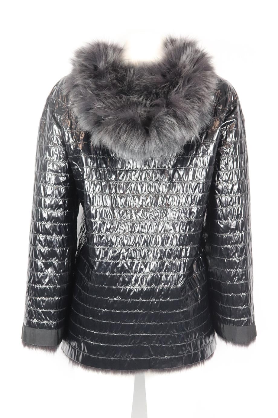 HOCKLEY REVERSIBLE HOODED FOX FUR AND SHELL JACKET FR 44 UK 16