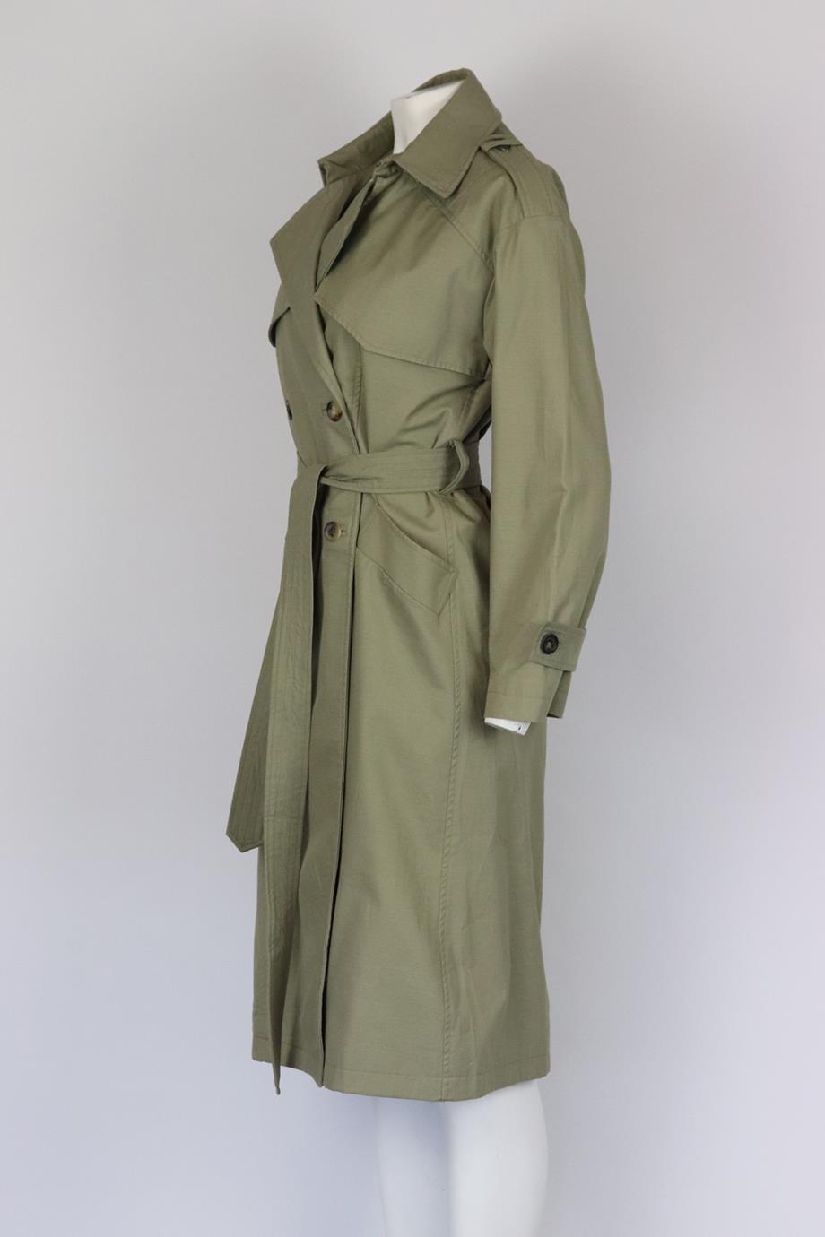 ANINE BING DOUBLE BREASTED BELTED COTTON TRENCH COAT XSMALL
