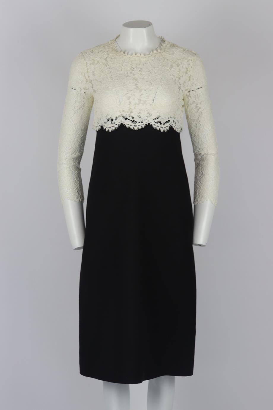 VALENTINO LACE PANELED WOOL AND SILK BLEND MIDI DRESS IT 40 UK 8 | nikkibradford VALENTINO LACE PANELED WOOL AND SILK BLEND MIDI DRESS IT 40 UK 8 | nikkibradford
