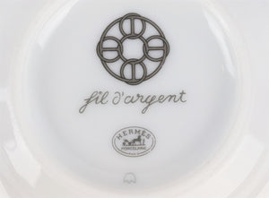 HERMÈS FIL D'ARGENT SET OF 2 PORCELAIN COFFEE CUP AND SAUCER