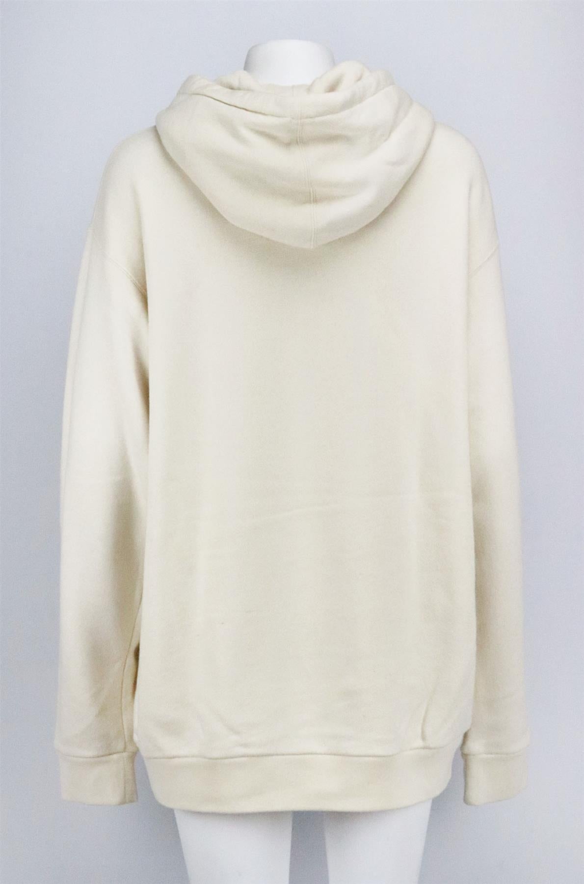 GUCCI OVERSIZED EMBELLISHED COTTON TERRY HOODIE LARGE