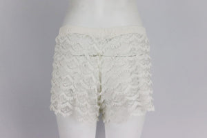 ALEXIS FRINGED STRETCH MESH SHORTS SMALL