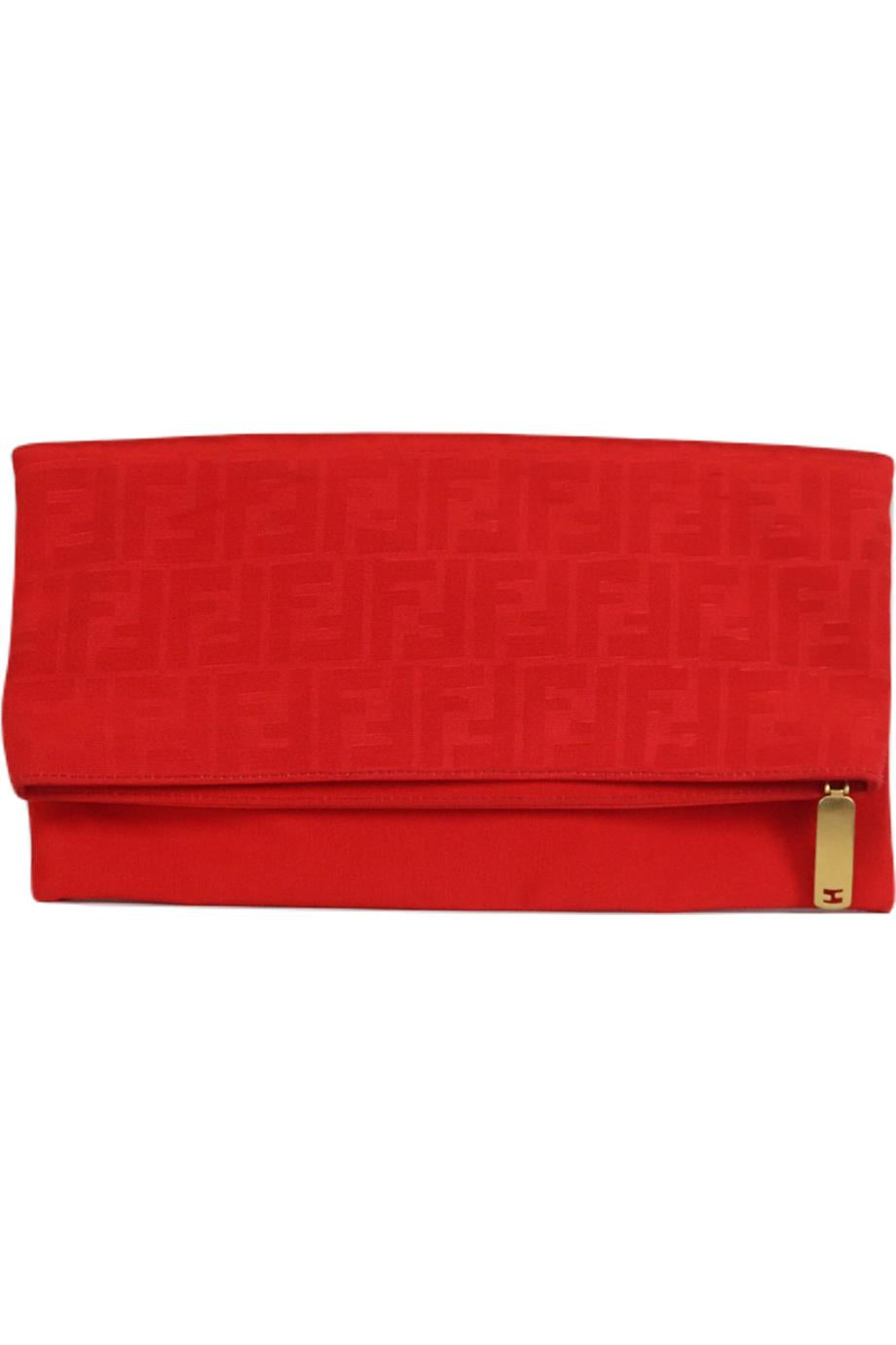 FENDI CHAMELEON FF JACQUARD GROSGRAIN CLUTCH