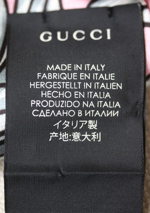 GUCCI FLORAL PRINTED TWISTED SILK SATIN HEADBAND