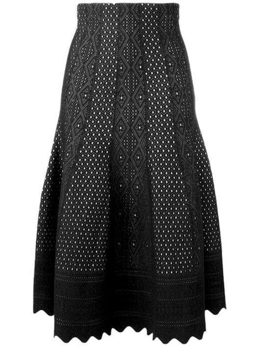 ALEXANDER MCQUEEN LASER CUT KNITTED MIDI SKIRT MEDIUM