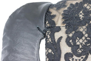VICTOR DE SOUZA CUT OUT LACE PANELED LEATHER JACKET XSMALL