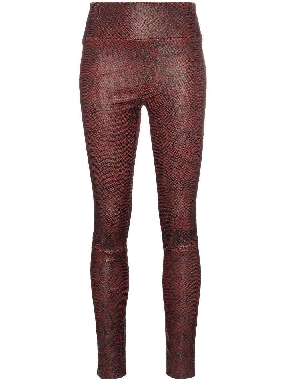 SPRWMN HIGH RISE SNAKE EFFECT LEATHER LEGGINGS SMALL