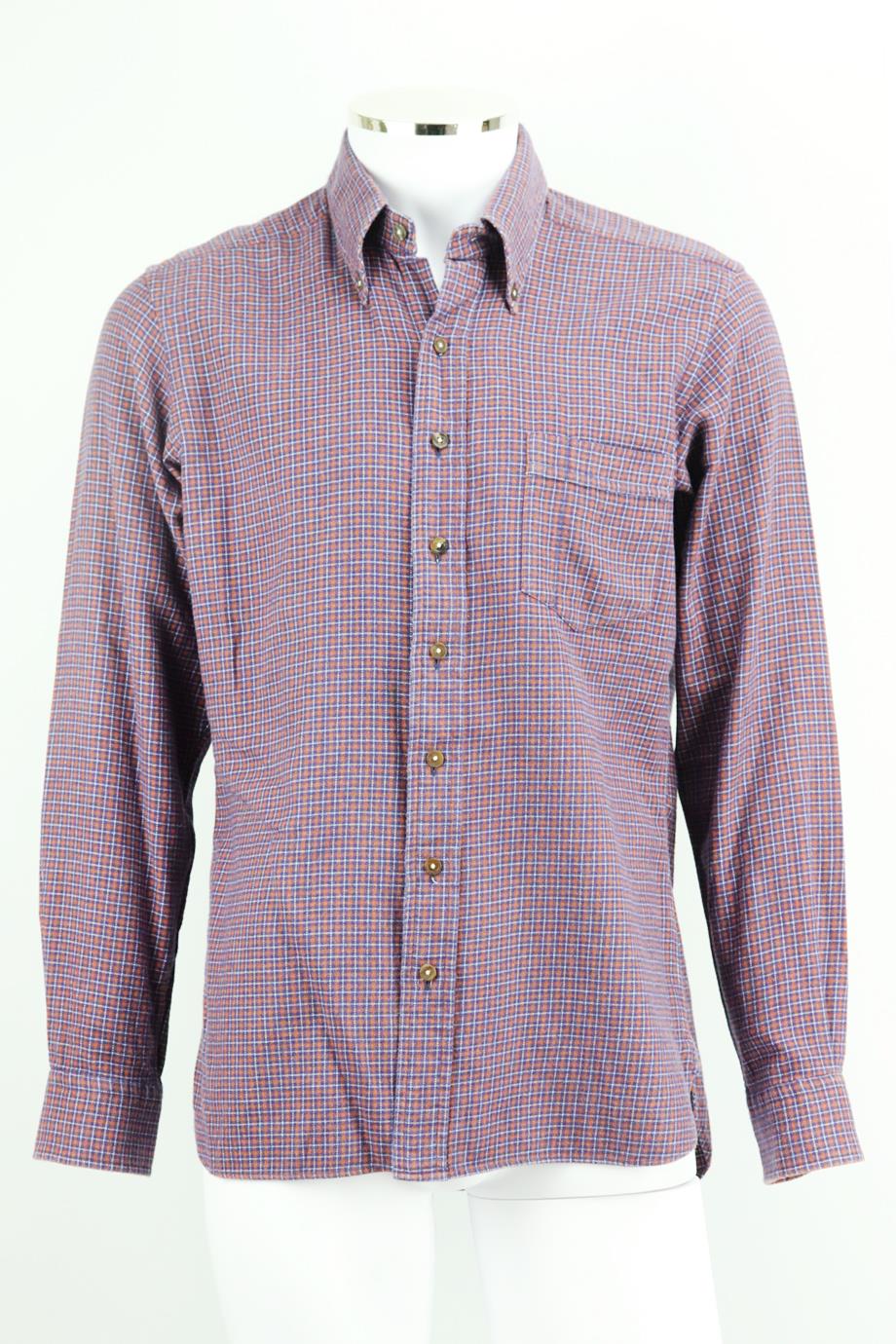 THOM SWEENEY MEN'S CHECKED COTTON FLANNEL SHIRT IT 52 UK/US CHEST 42