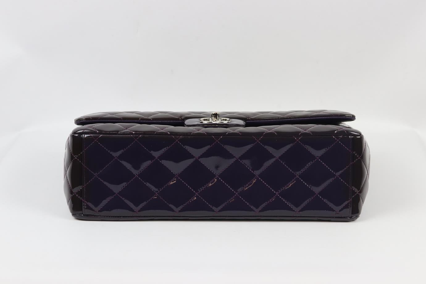 CHANEL 2010 MAXI CLASSIC QUILTED PATENT LEATHER SINGLE FLAP SHOULDER BAG