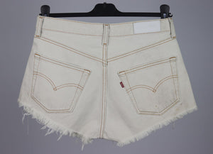 RE/DONE DISTRESSED HIGH WAISTED DENIM SHORTS W25 UK 6/8