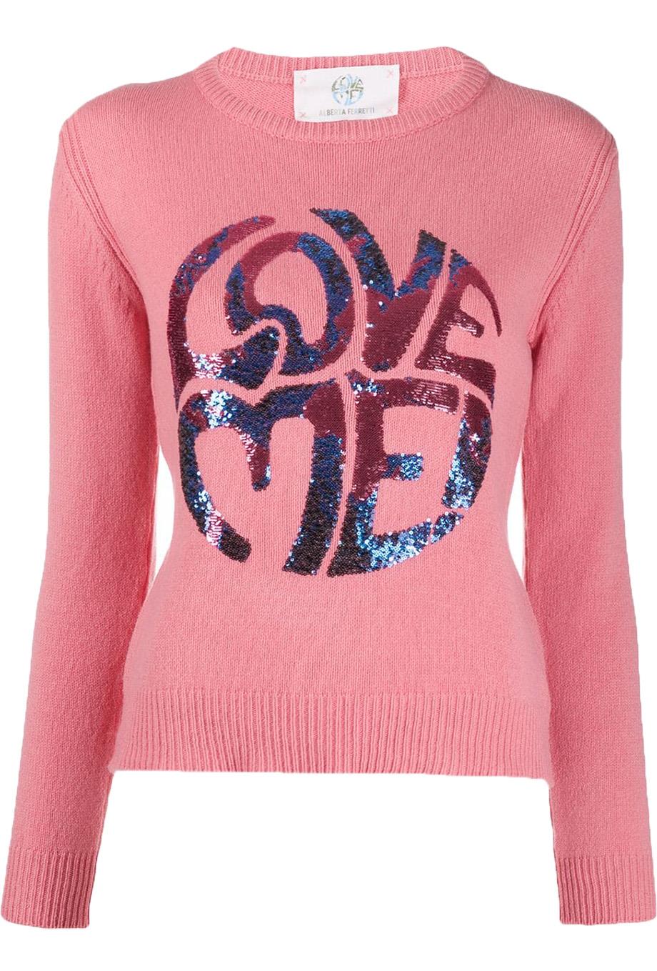 ALBERTA FERRETTI LOVE ME CASHMERE KNITTED SWEATER IT 44 UK 12