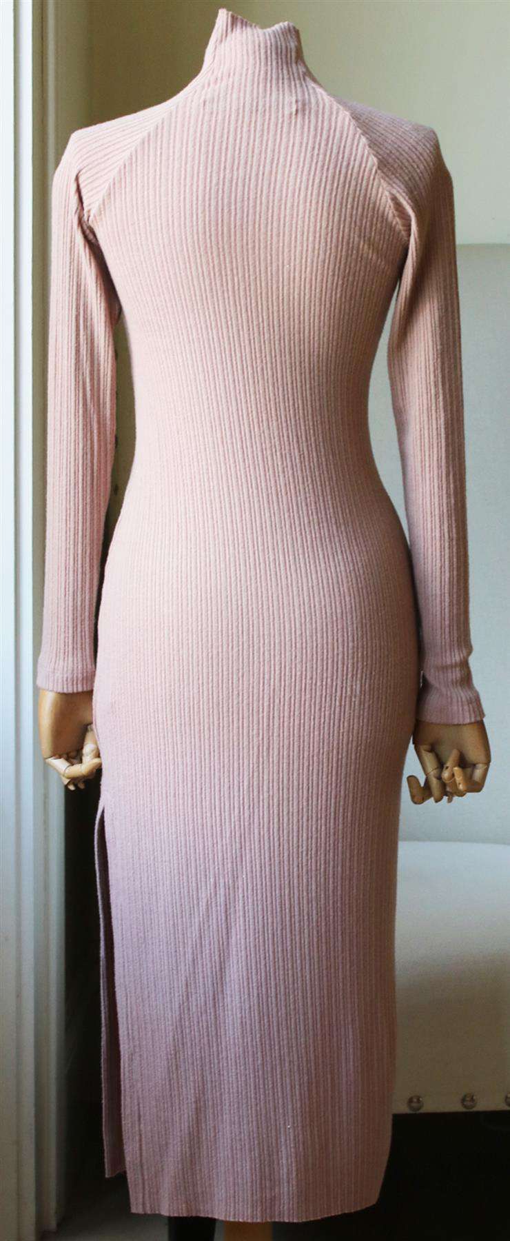 ENZA COSTA RIBBED KNIT MIDI DRESS MEDIUM