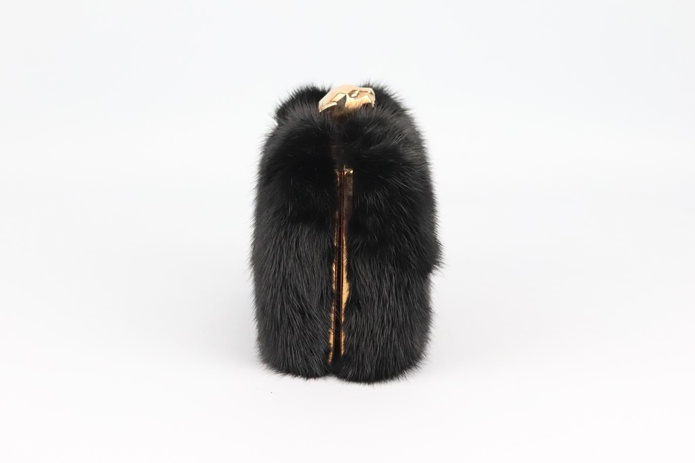 STARK MINK FUR AND SUEDE BOX CLUTCH