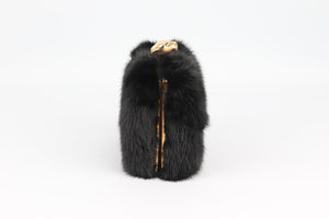 STARK MINK FUR AND SUEDE BOX CLUTCH