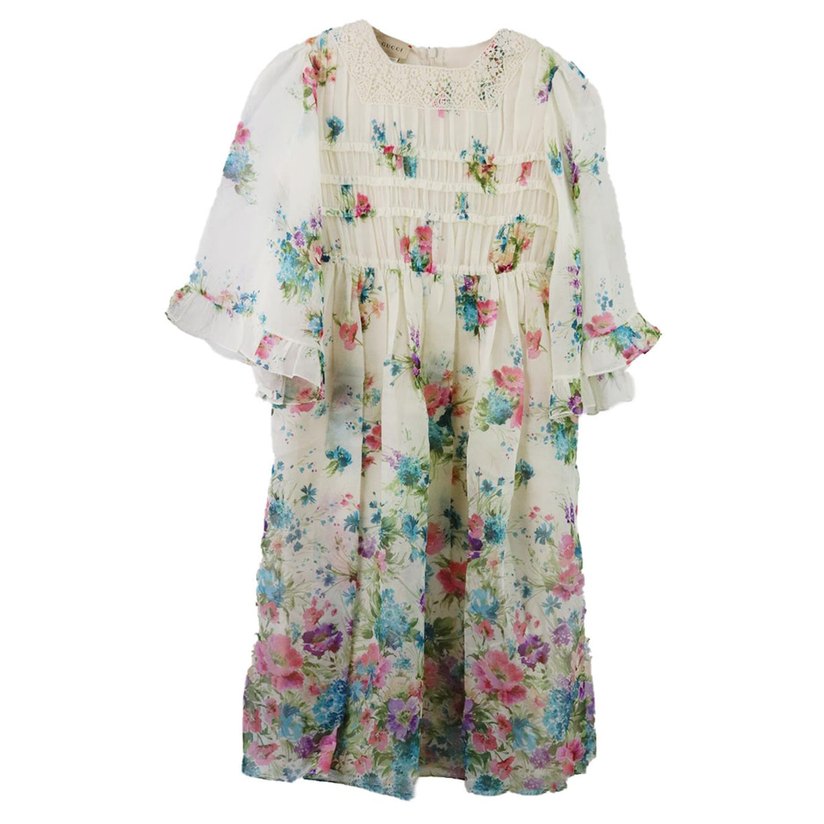 GUCCI KIDS GIRLS FLORAL SILK DRESS 8 YEARS