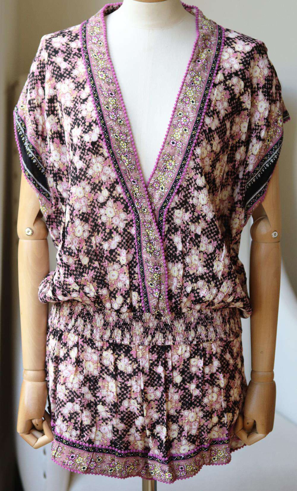POUPETTE ST BARTH AMORA PRINTED CREPE PLAYSUIT SMALL