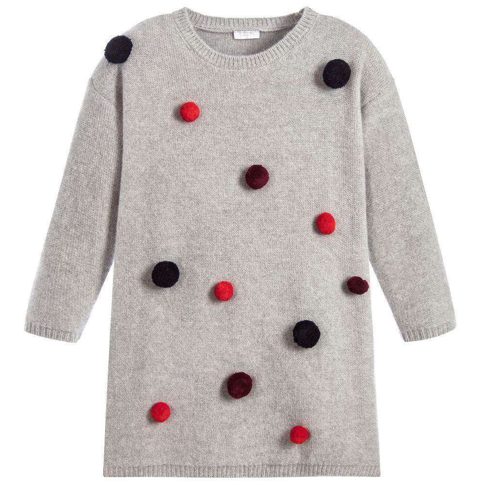 IL GUFO KIDS GIRLS POM POM WOOL DRESS 5 YEARS