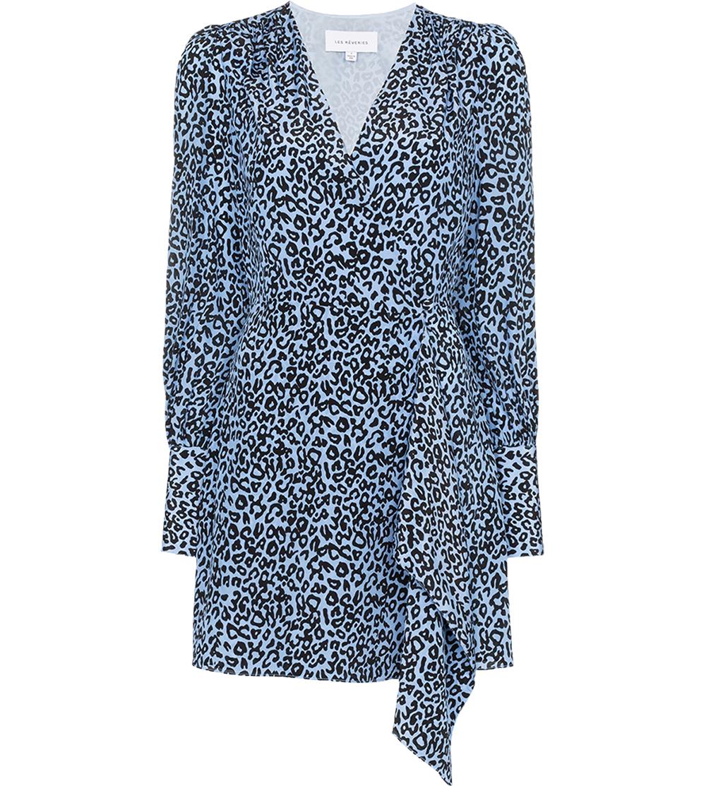 LES RÊVERIES LEOPARD PRINT SILK CREPE WRAP DRESS US 10 UK 14