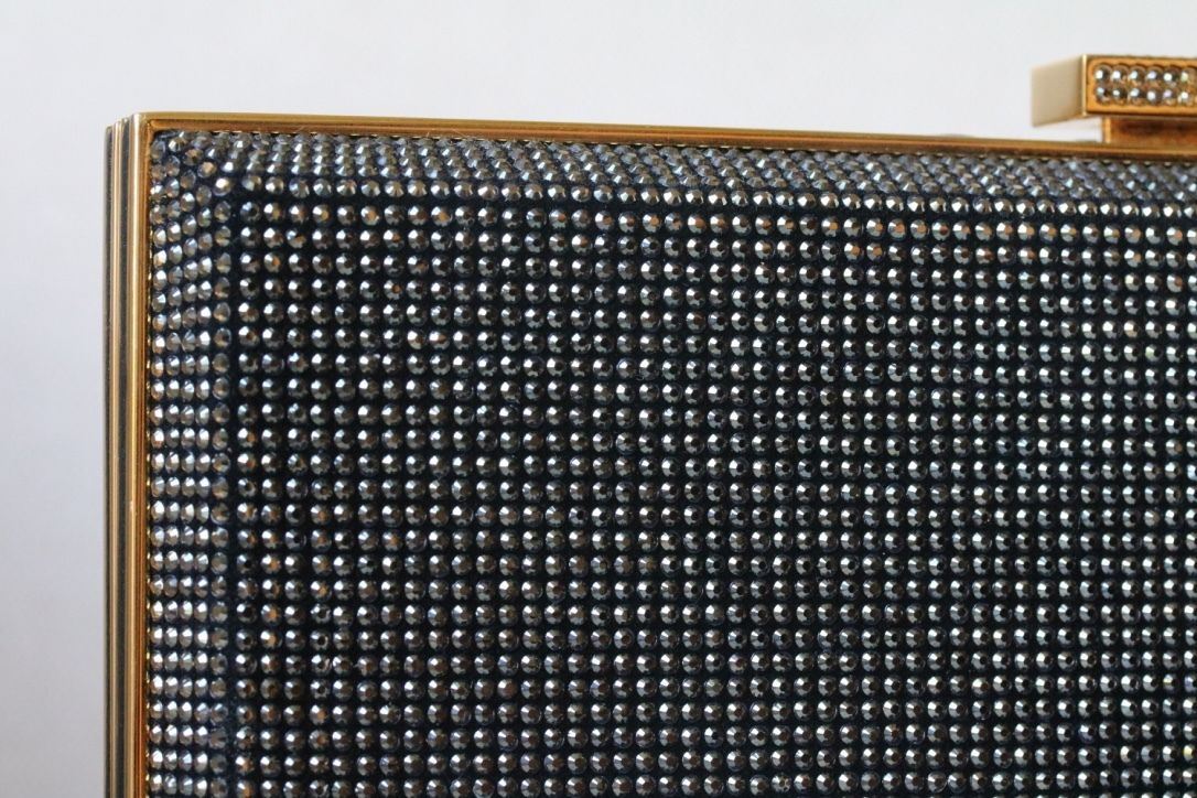 STARK AT HARRODS LADY IN THE NIGHT BLACK CRYSTAL BOX CLUTCH