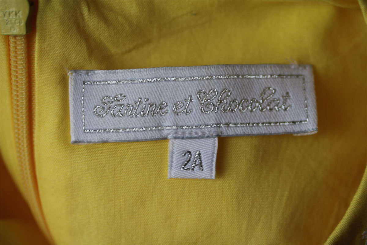 TARTINE ET CHOCOLAT GIRLS YELLOW EMBROIDERED DRESS 2 YEARS