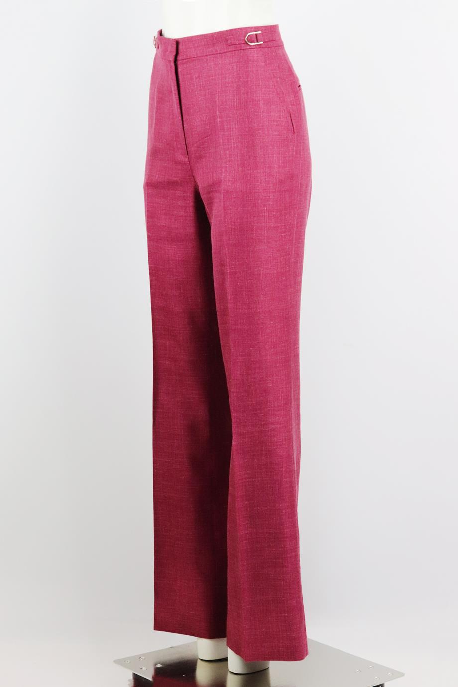 GABRIELA HEARST WOOL, SILK AND LINEN BLEND WIDE LEG PANTS IT 38 UK 6