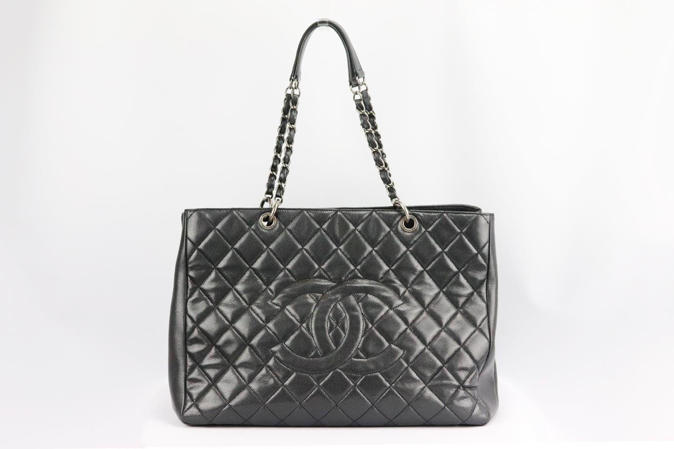 CHANEL 2010 XLARGE GRAND SHOPPER QUILTED CAVIAR LEATHER SHOULDER BAG