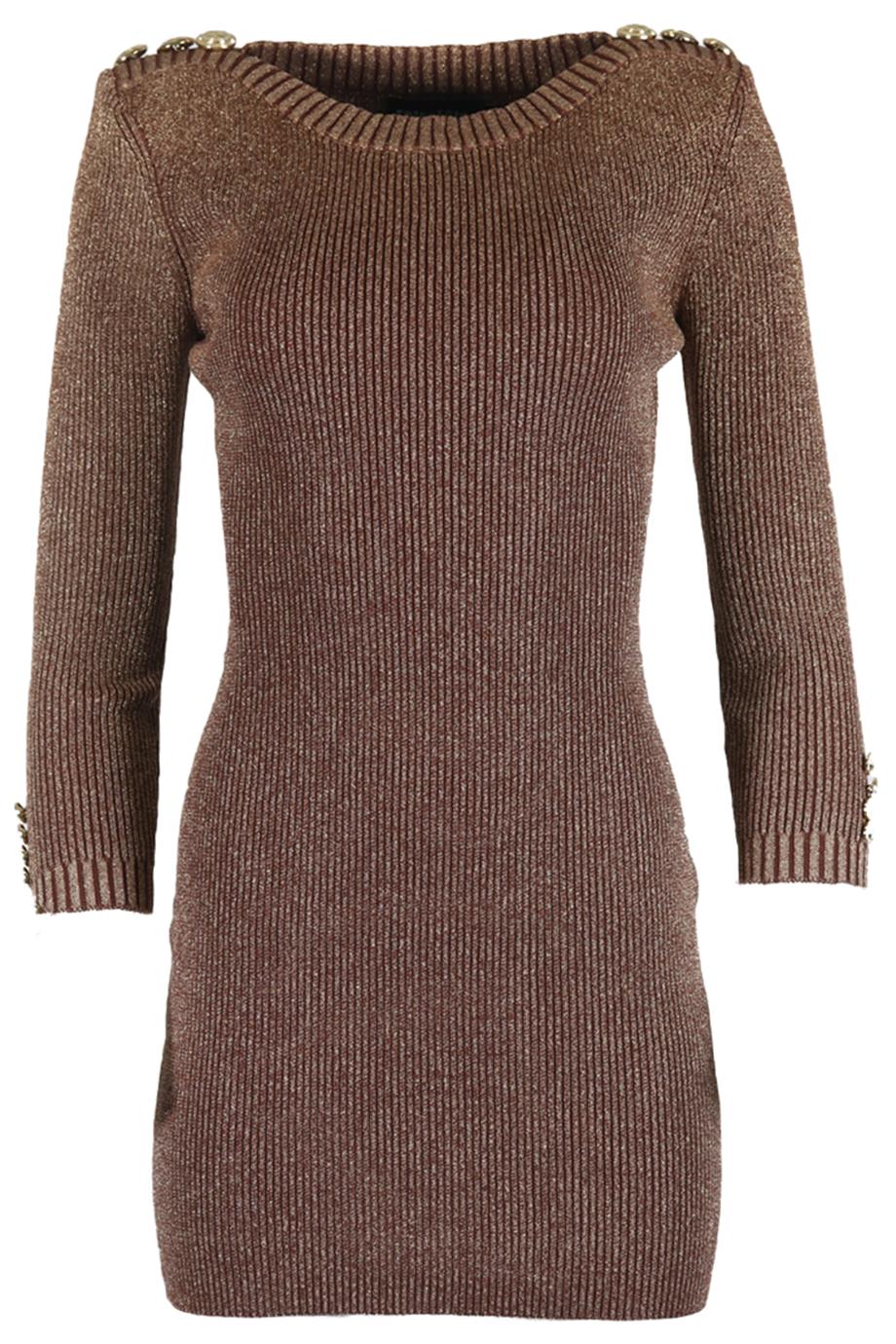 RETROFÊTE METALLIC RIBBED KNIT MINI DRESS MEDIUM