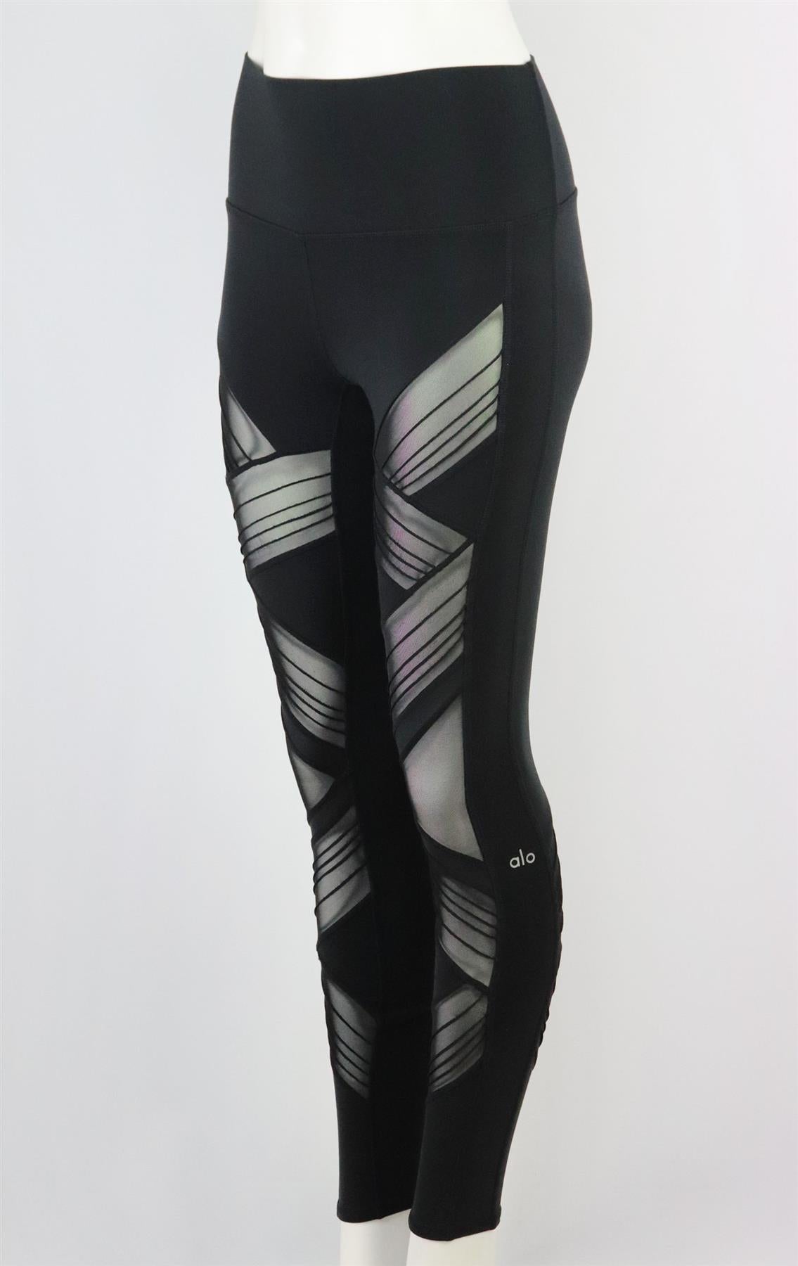 ALO YOGA MESH PANELLED HIGH RISE STRETCH LEGGINGS SMALL