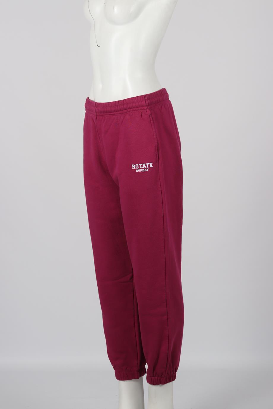 ROTATE BIRGER CHRISTENSEN EMBROIDERED COTTON JERSEY TRACK PANTS SMALL