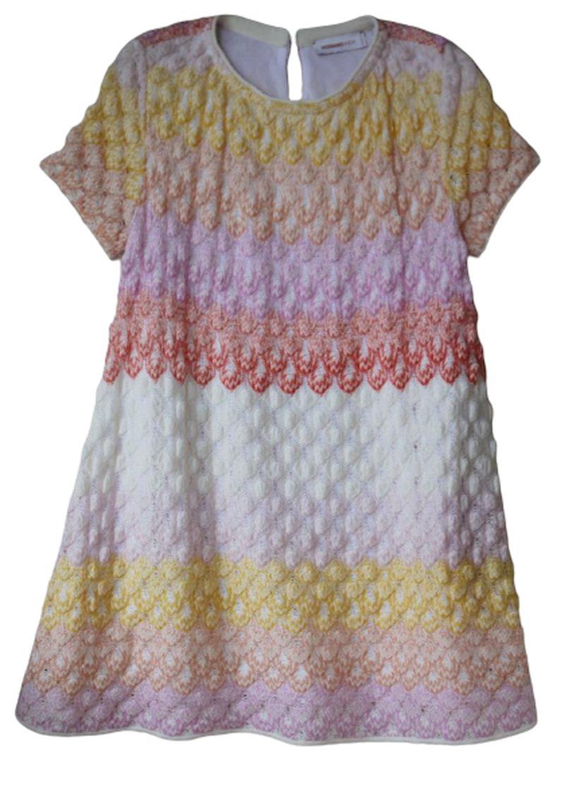 MISSONI GIRLS PINK KNIT CHEVRON DRESS 4-5 YEARS