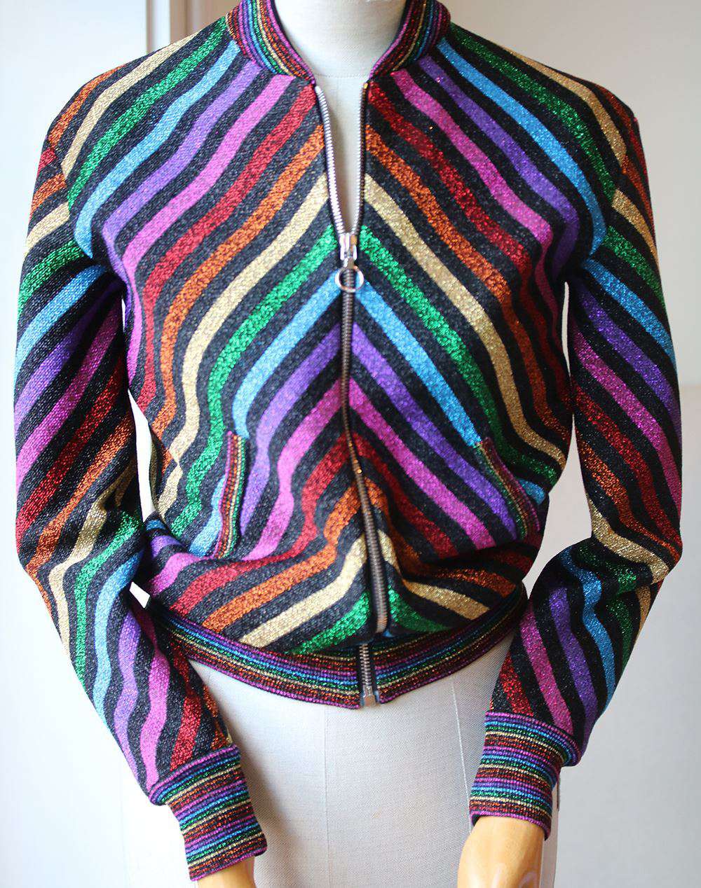 GUCCI RAINBOW CHEVRON STRIPED BOMBER JACKET SMALL