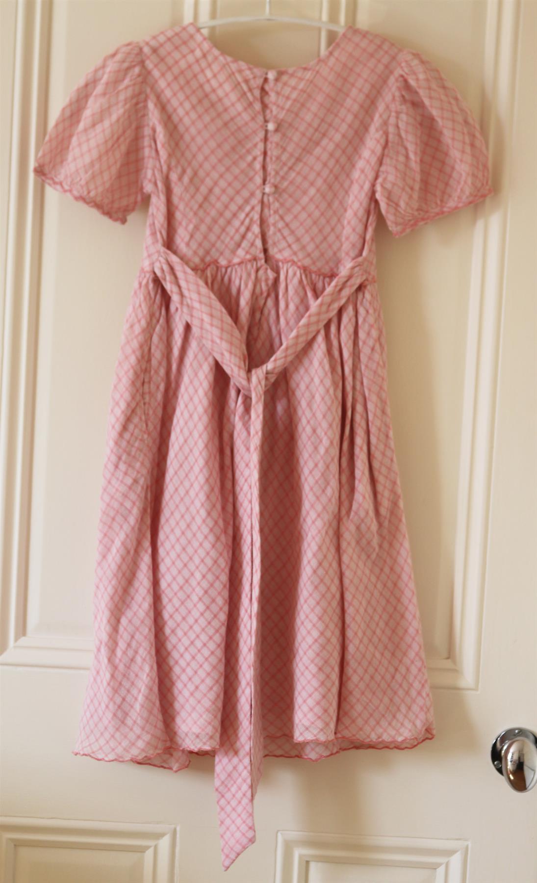 LOVESHACKFANCY KIDS GIRLS CHECKED COTTON VOILE MAXI DRESS 5-6 YEARS